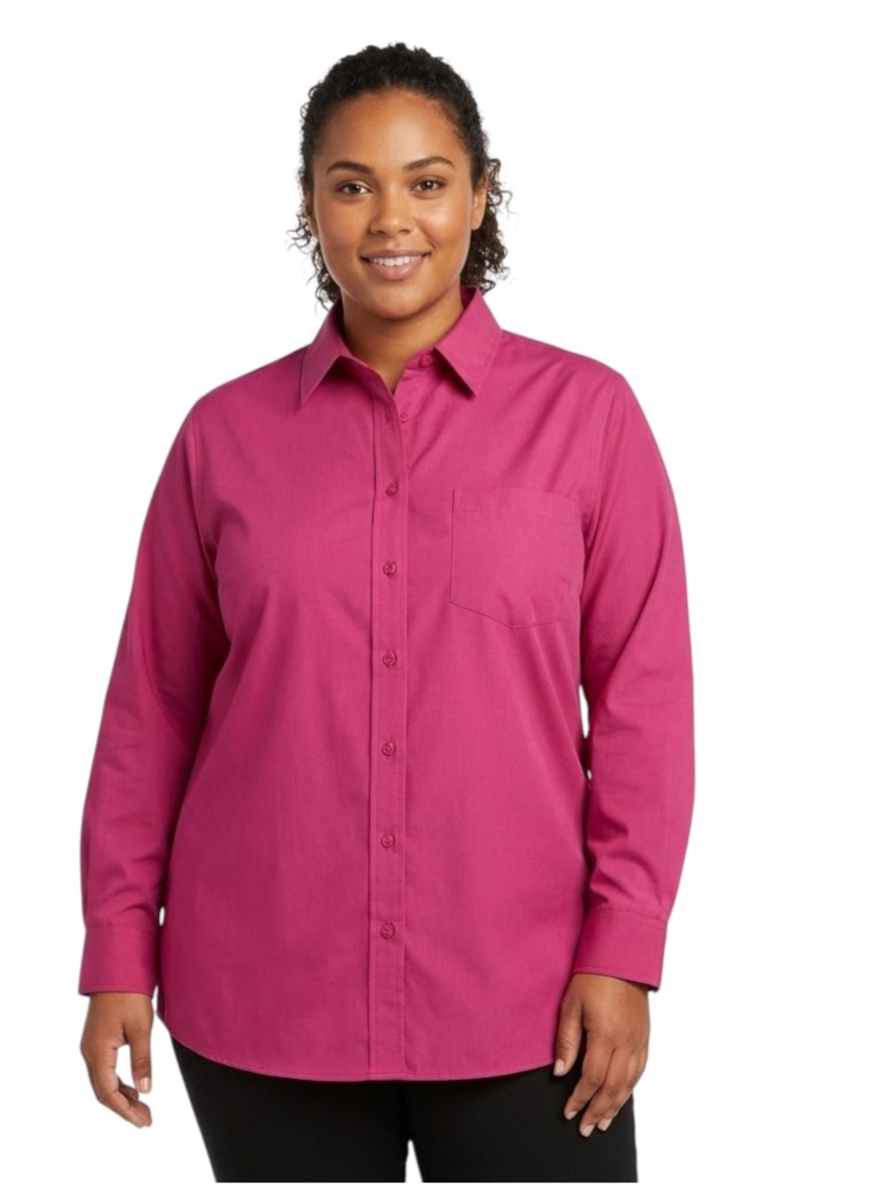 Foxcroft Magenta Pink Long Sleeve Button Down Shirt